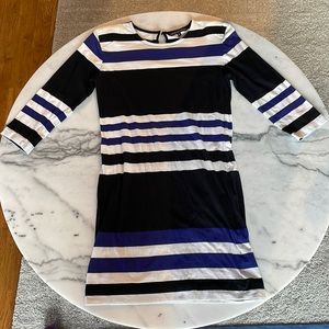 French Connection Striped 3/4 Length Sleeve Dress - Size 12